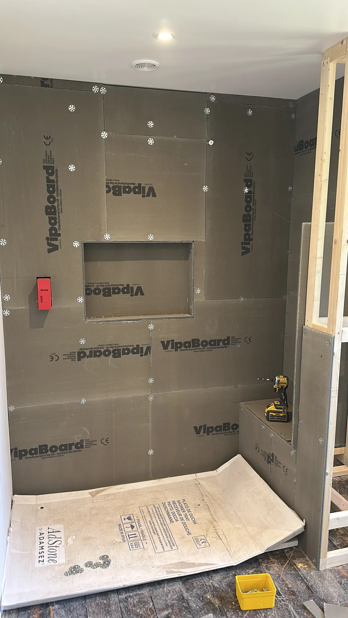 Freshly installed bathroom with new tiling